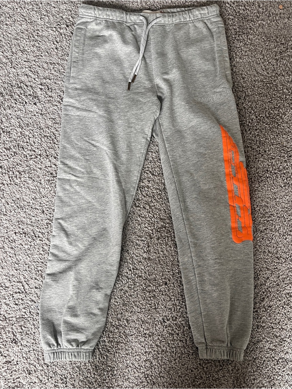 Honor The Gift Grey Joggers Kids Size 12 Orange‎ Graphic Streetwear Sweatpants